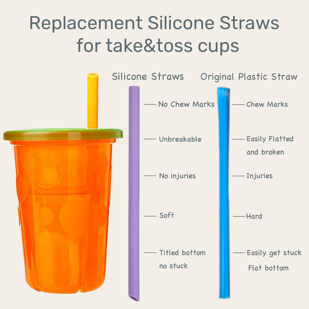 Mini Short Pinch Test Passed Small 5.5" Replacement Reusable Toddlers& Kids&Baby Silicone Small Straws for the First Years Take & Toss Spill Proof Straw Cup-Safe Fun for Baby Teething Chewing