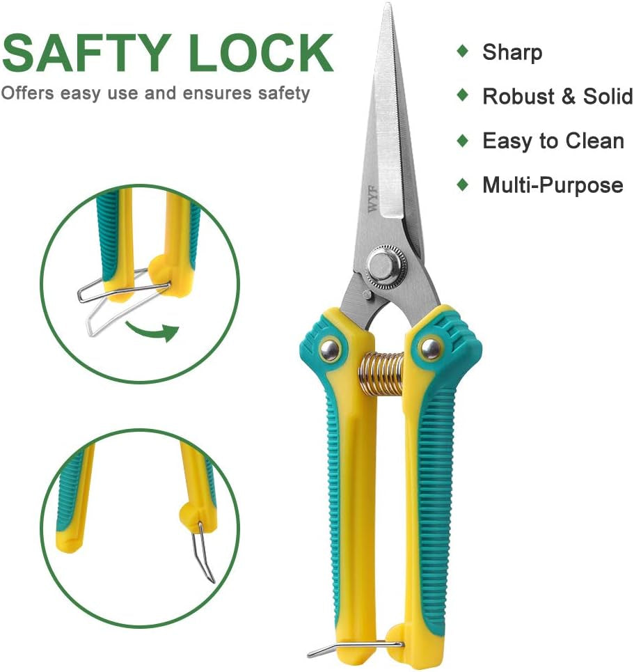 8.1″Gardening Hand Pruner Pruning Shear with Straight Stainless Steel Blades, Ultra Sharp Garden Scissors for Flowers, Harvesting Fruits & Vegetables,Trimming Plants (Green)